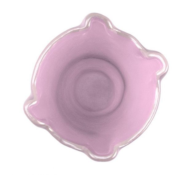 Soft Shell Pink Ice Cream Bowls Supported on a Spiral Metal Base. - top view