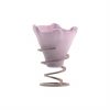 Soft Shell Pink Ice Cream Bowls Supported on a Spiral Metal Base. - measure view