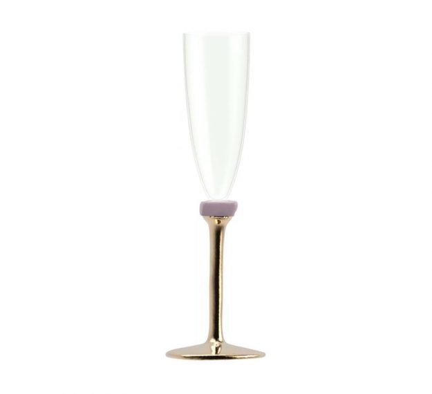 Gold Champagne Glasses With Bronze Stem Designed by Anna Vasily. - side view