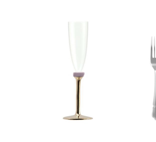 Gold Champagne Glasses With Bronze Stem Designed by Anna Vasily. - measure view
