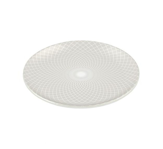 Metallic White Dinner Plate Set with a Pattern Designed by Anna Vasily - 3/4 view