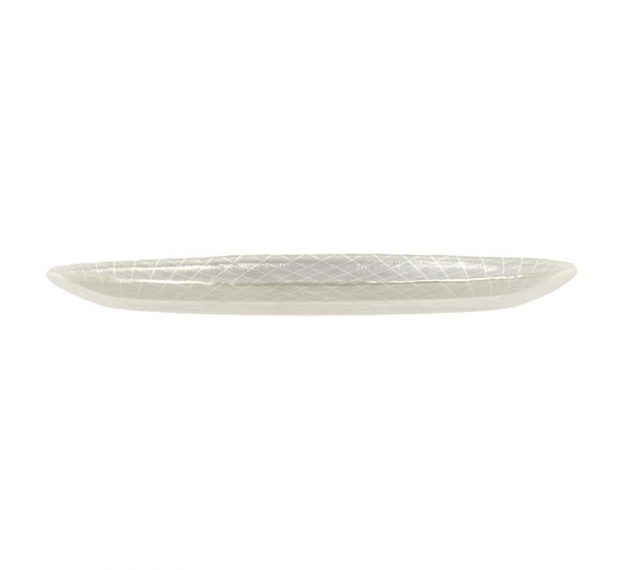 Metallic White Dinner Plate Set with a Pattern Designed by Anna Vasily - side view