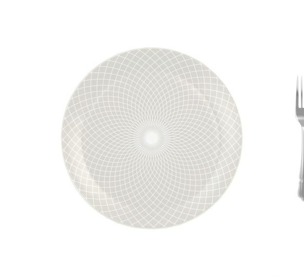 Metallic White Dinner Plate Set with a Pattern Designed by Anna Vasily - measure view