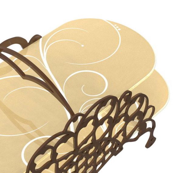 2 Tier Cake Stand With Delicate Metalwork Designed by Anna Vasily. - detail view