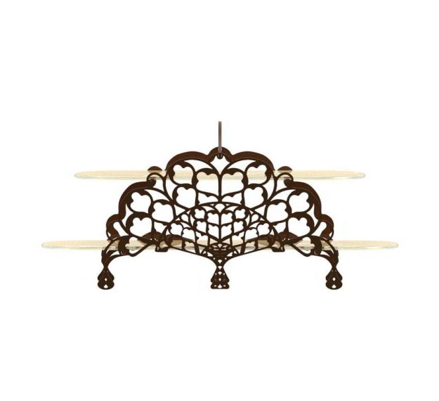 2 Tier Cake Stand With Delicate Metalwork Designed by Anna Vasily. - side view