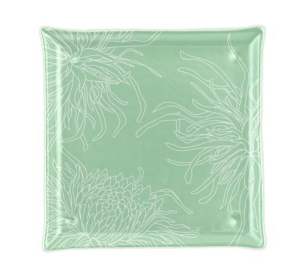 Square Tapas Plates with Floral Motifs Designed by Anna Vasily. - top view