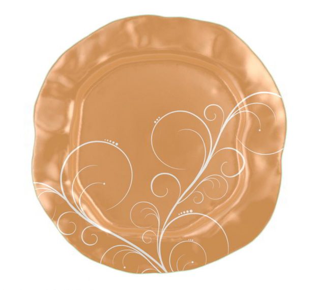 Matte Gold Serving Platter Designed by Anna Vasily. - top view