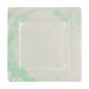 Square Charger Plates in White and Green Designed by Anna Vasily. - top view
