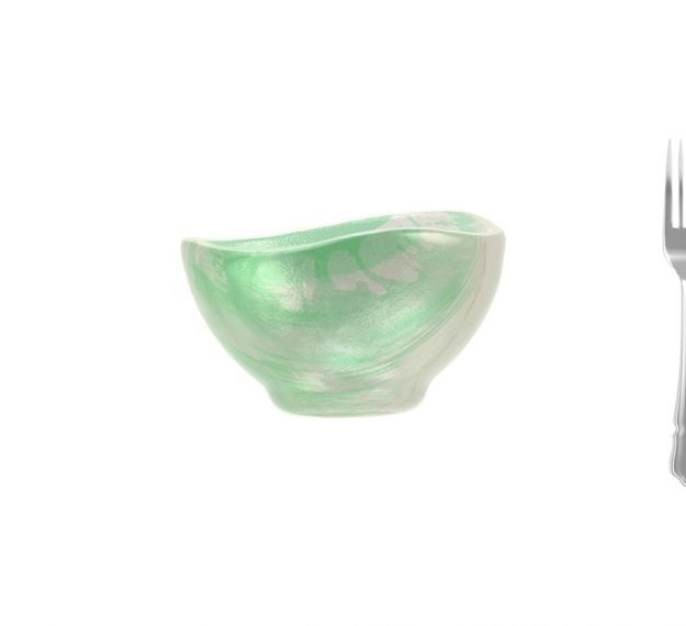 Small Green Noodle Bowl Full of Beautiful Imperfections by AnnaVasily. - measure view