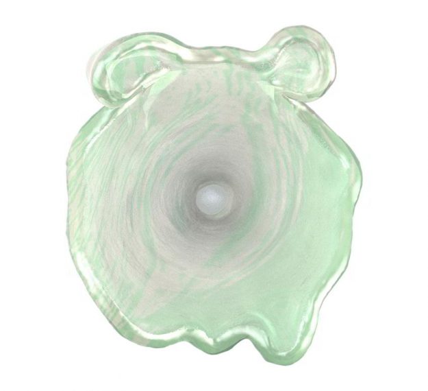 Glass Flower Vase Design in Pearly White and Green by AnnaVasily. - top view