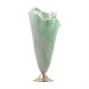Glass Flower Vase Design in Pearly White and Green by AnnaVasily. - side view