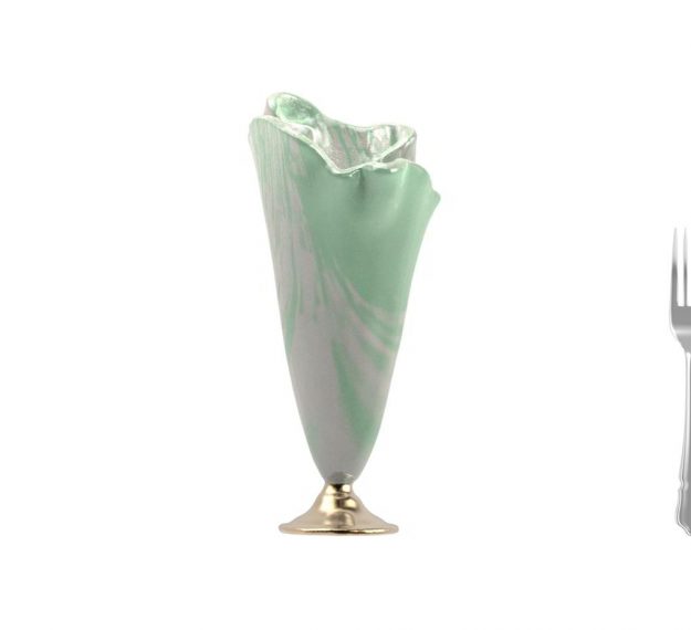 Glass Flower Vase Design in Pearly White and Green by AnnaVasily. - measure view