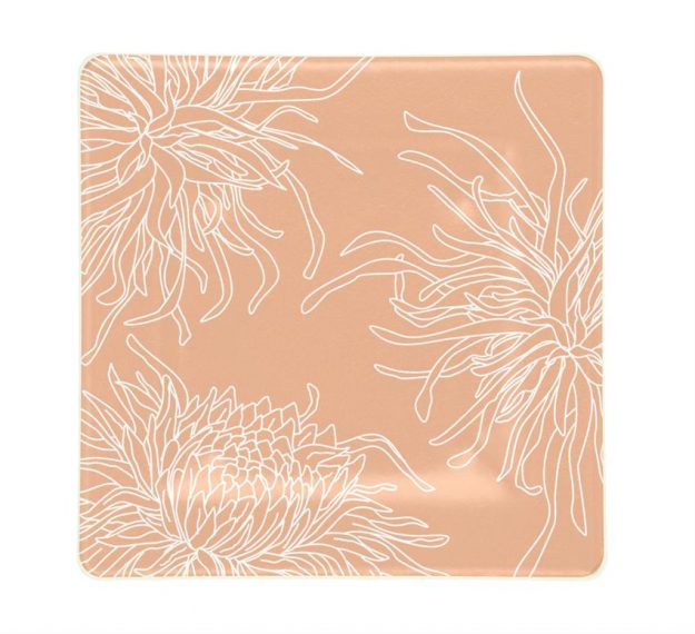 Rose Coloured Square Side Plates Designed with Style by Anna Vasily. - top view
