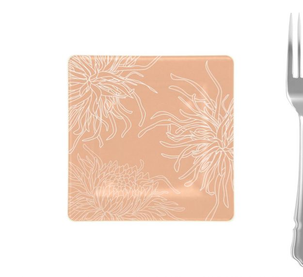 Rose Coloured Square Side Plates Designed with Style by Anna Vasily. - measure view