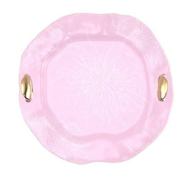 Pink Serving Tray - A Decorative Tray With Handles by AnnaVasily. - top view
