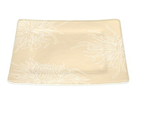 Floral Charger Plates in Cream-Beige Designed by Anna Vasily. - 3/4 view