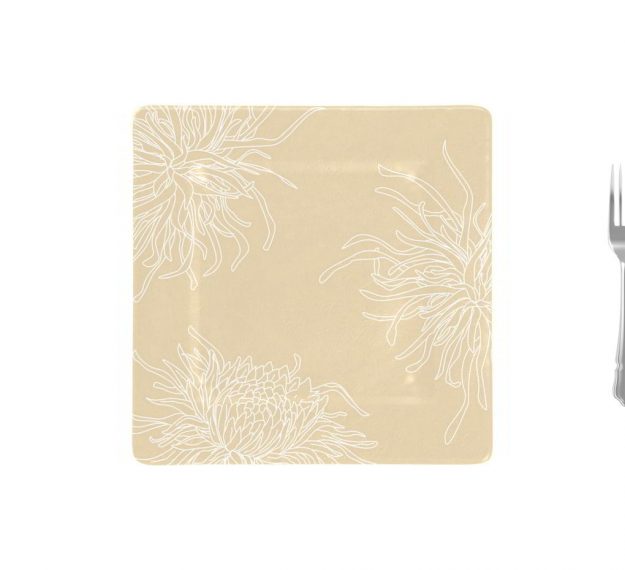 Floral Charger Plates in Cream-Beige Designed by Anna Vasily. - measure view