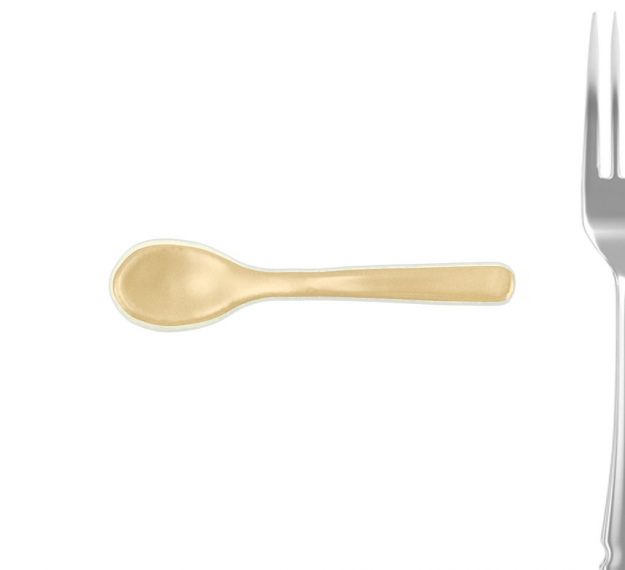 Cream-Coloured Small Glass Tea Spoon Designed by Anna Vasily. - measure view