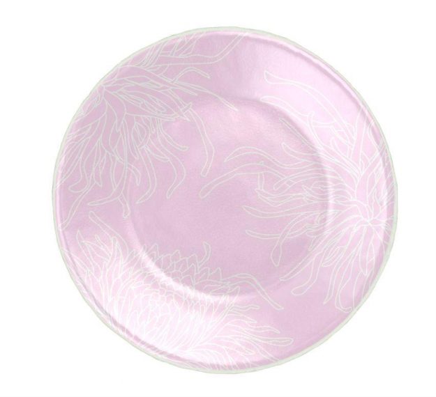 Set of 6 Floral Pink Side Plates. Floral Small Plates by Anna Vasily. - top view