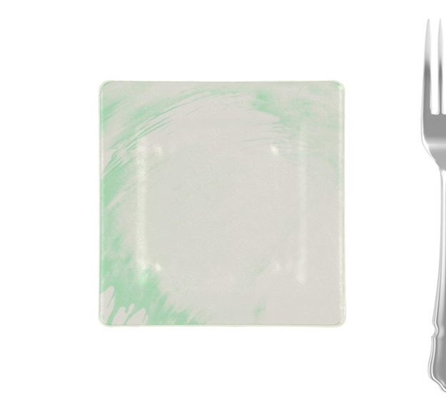 Square Side Plates in Mint Green Designed by Anna Vasily. - measure view