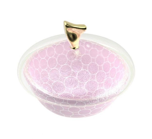 Patterned Pink Candy Box with Lid Designed by Anna Vasily. - 3/4 view