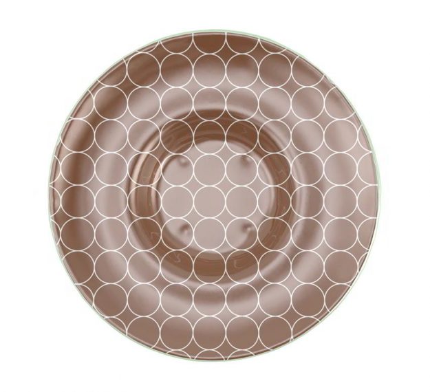 Wide Rim Dessert Bowl With A Retro Pattern by Anna Vasily. - top view