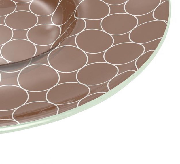 Wide Rim Dessert Bowl With A Retro Pattern by Anna Vasily. - detail view