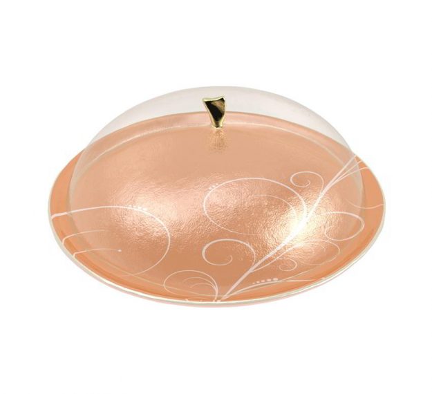 Stylish Gold Platter with Dome Designed by Anna Vasily. - 3/4 view