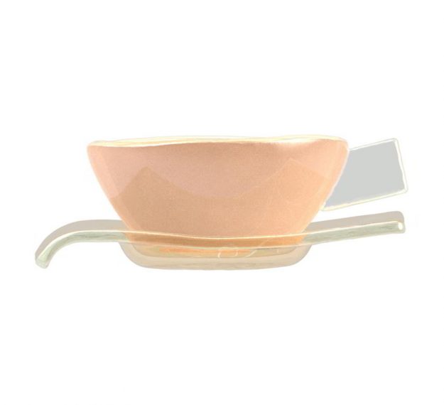 Unique Rose Gold Tea Cup And Saucer Designed by Anna Vasily. - side view