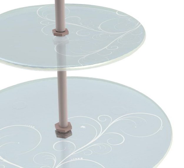 Classic 2-Tier Cake Stand. Pastel Blue High Tea Stand by Anna Vasily. - detail view