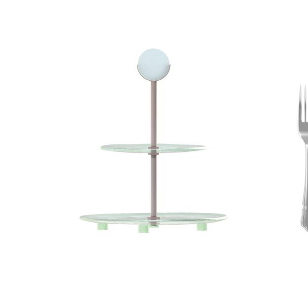 Classic 2-Tier Cake Stand. Pastel Blue High Tea Stand by Anna Vasily. - measure view