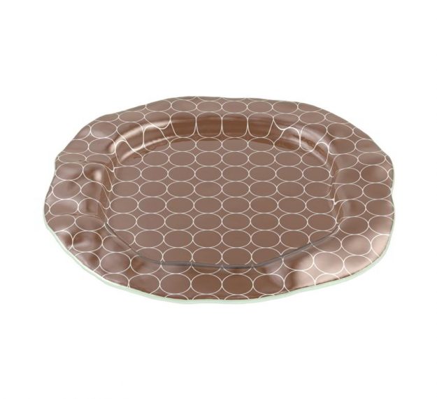 Organic Decorative Brown Glass Platter Designed by Anna Vasily. - 3/4 view