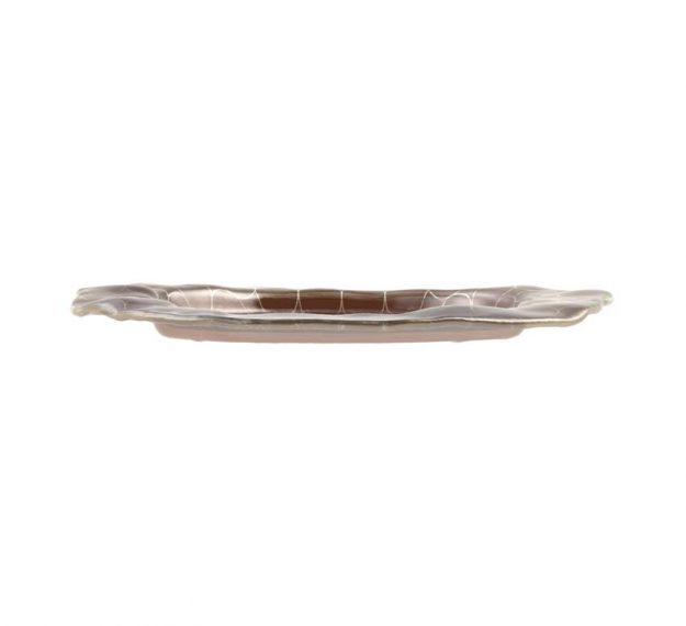 Organic Decorative Brown Glass Platter Designed by Anna Vasily. - side view
