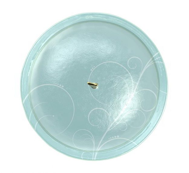 Light Blue Serving Platter with Lid in Glass Designed by Anna Vasily. - top view