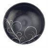 Navy Blue Round Salad Bowl with Floral Pattern by Anna Vasily.  - top view