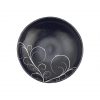 Navy Blue Round Salad Bowl with Floral Pattern by Anna Vasily.  - measure view