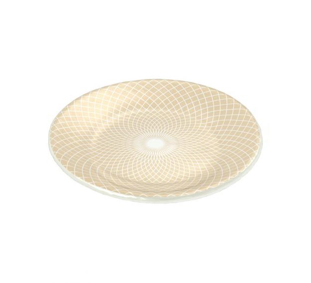 Beige Patterned Small Side Plates Designed by Anna Vasily. - 3/4 view