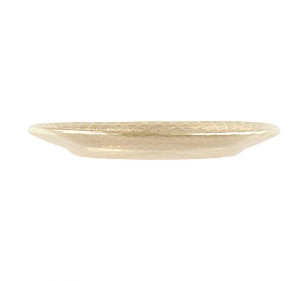 Beige Patterned Small Side Plates Designed by Anna Vasily. - side view