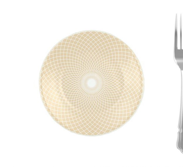 Beige Patterned Small Side Plates Designed by Anna Vasily. - measure view