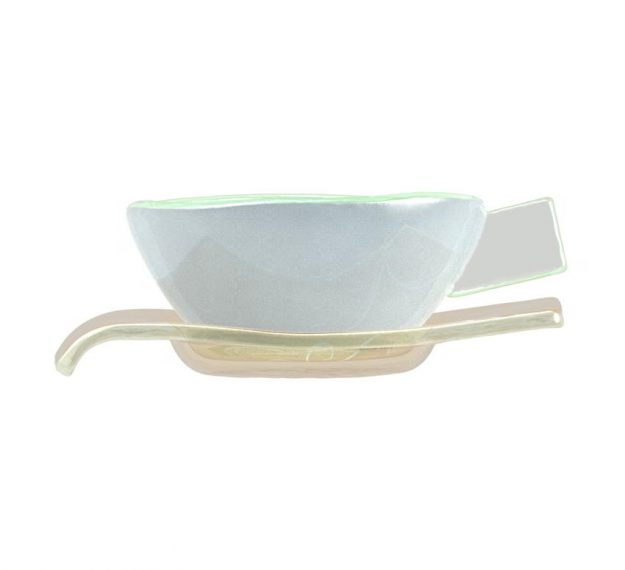 Elegant Handcrafted Light Blue Tea Cups Designed by Anna Vasily. - side view