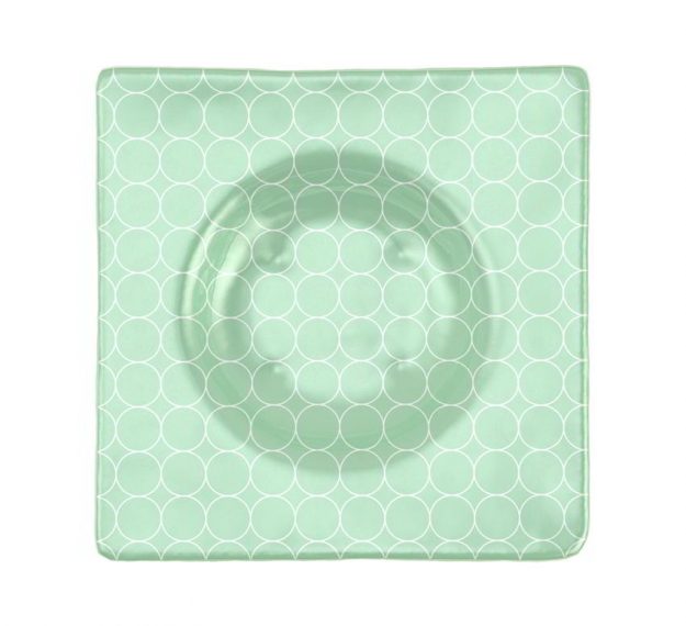 Square Green Salad Bowl Guaranteed to Stun, Designed by Anna Vasily. - top view