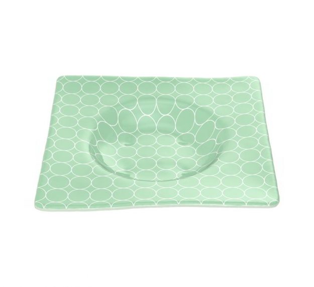 Square Green Salad Bowl Guaranteed to Stun, Designed by Anna Vasily. - 3/4 view