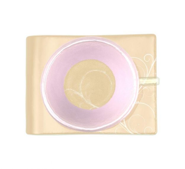 Handcrafted Modern Pink Tea Cups and Saucers Designed by Anna Vasily. - top view