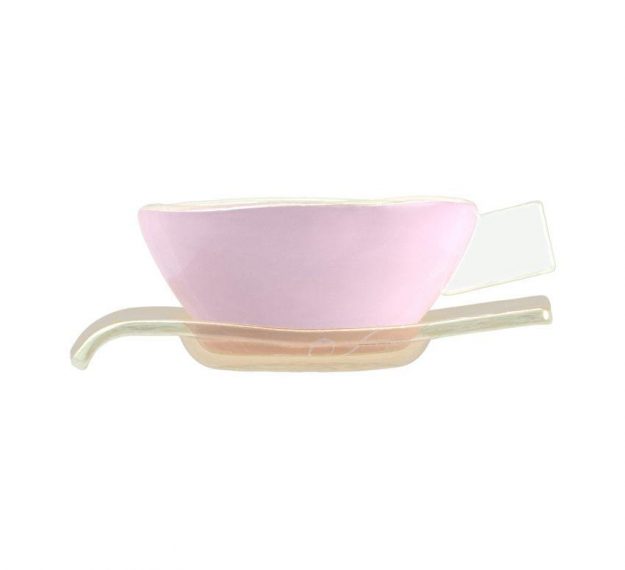 Handcrafted Modern Pink Tea Cups and Saucers Designed by Anna Vasily. - side view