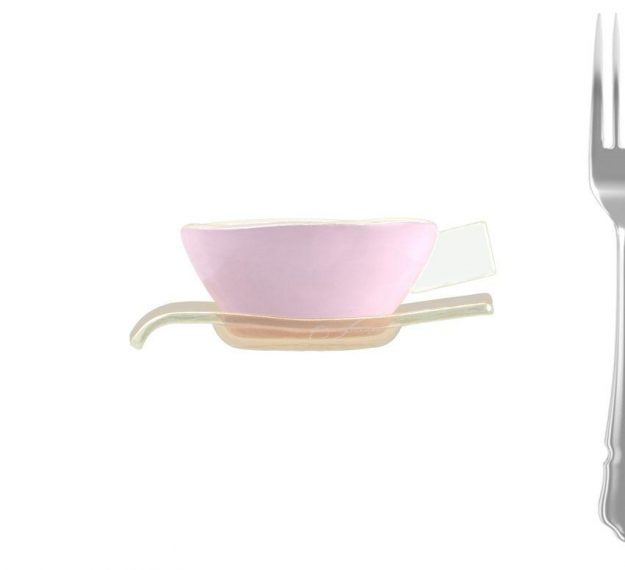 Handcrafted Modern Pink Tea Cups and Saucers Designed by Anna Vasily. - measure view