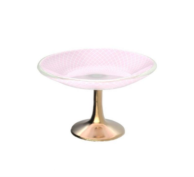 Pink Cupcake Stand on a Pedestal Designed by Anna Vasily. - 3/4 view