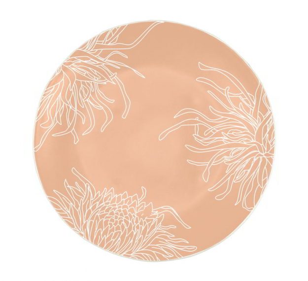 Romantic Floral Rose Gold Pasta Plates Designed by Anna Vasily. - top view