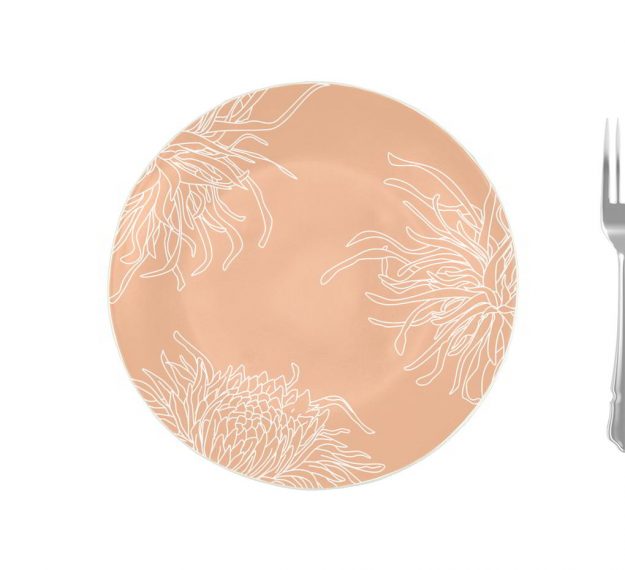 Romantic Floral Rose Gold Pasta Plates Designed by Anna Vasily. - measure view