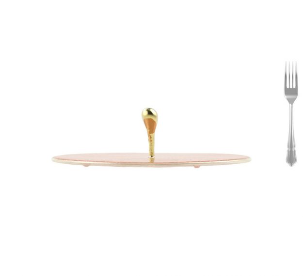 Rose Gold Platter with Polished Brass Handle Designed by Anna Vasily. - measure view