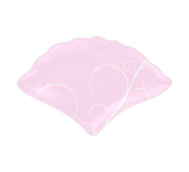 AnnaVasily - Judy is a fan shaped pink charger plate in soft shell pink with our Vivace pattern.-Top View